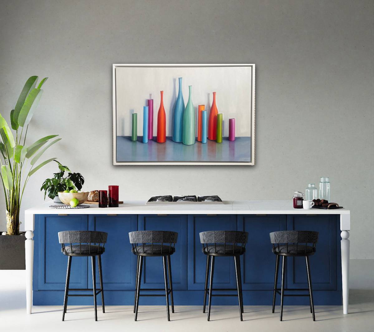 NewingerART: "Colourful Clustered Bottles and Cylinders" (Jonquil Williamson, 2022) - In situ