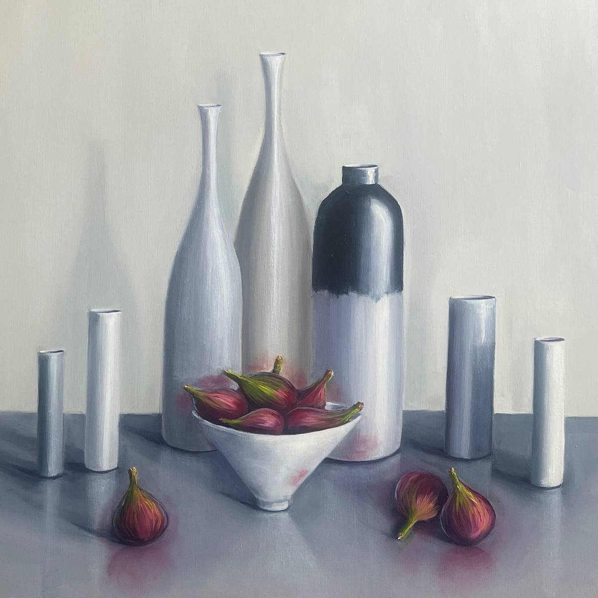 NewingerART: "Pale Bottles & Cylinders With Luscious Purple Figs" (Jonquil Williamson, 2023)